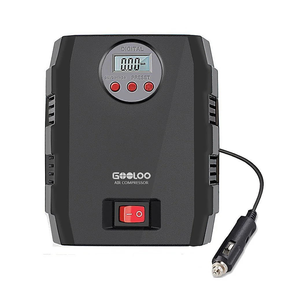 GOOLOO 12V DC Electric Portable Air Compressor Pump, 150 PSI Digital Tire Inflator with Tire Pressure Monitor and Preset for Car, Truck, Bicycle, RV and Other Inflatables