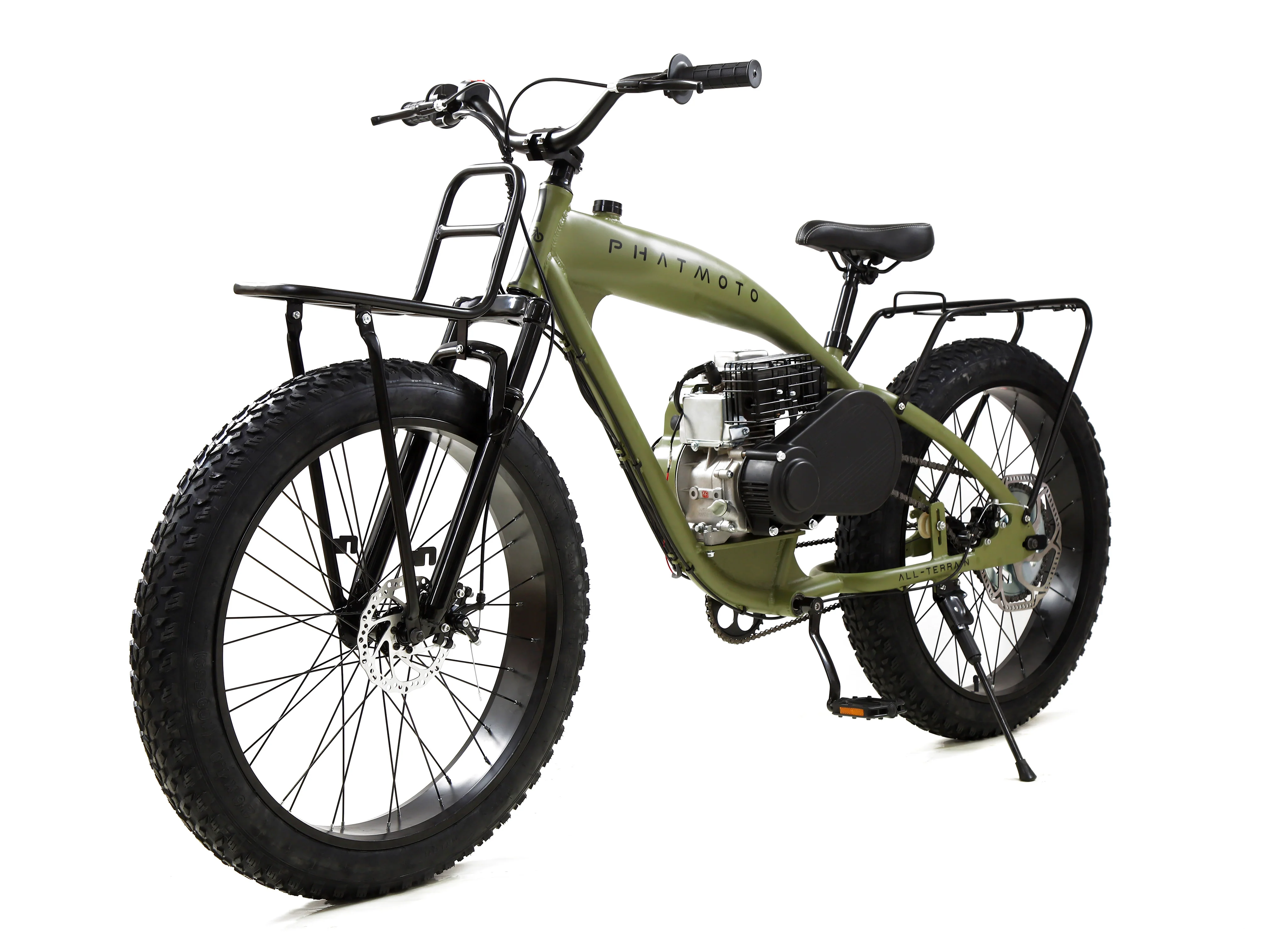 PHATMOTO™ ALL TERRAIN Fat Tire 2021 - 79cc Motorized Bicycle with Hilliard Clutch (Matte Army Green) - Image 3