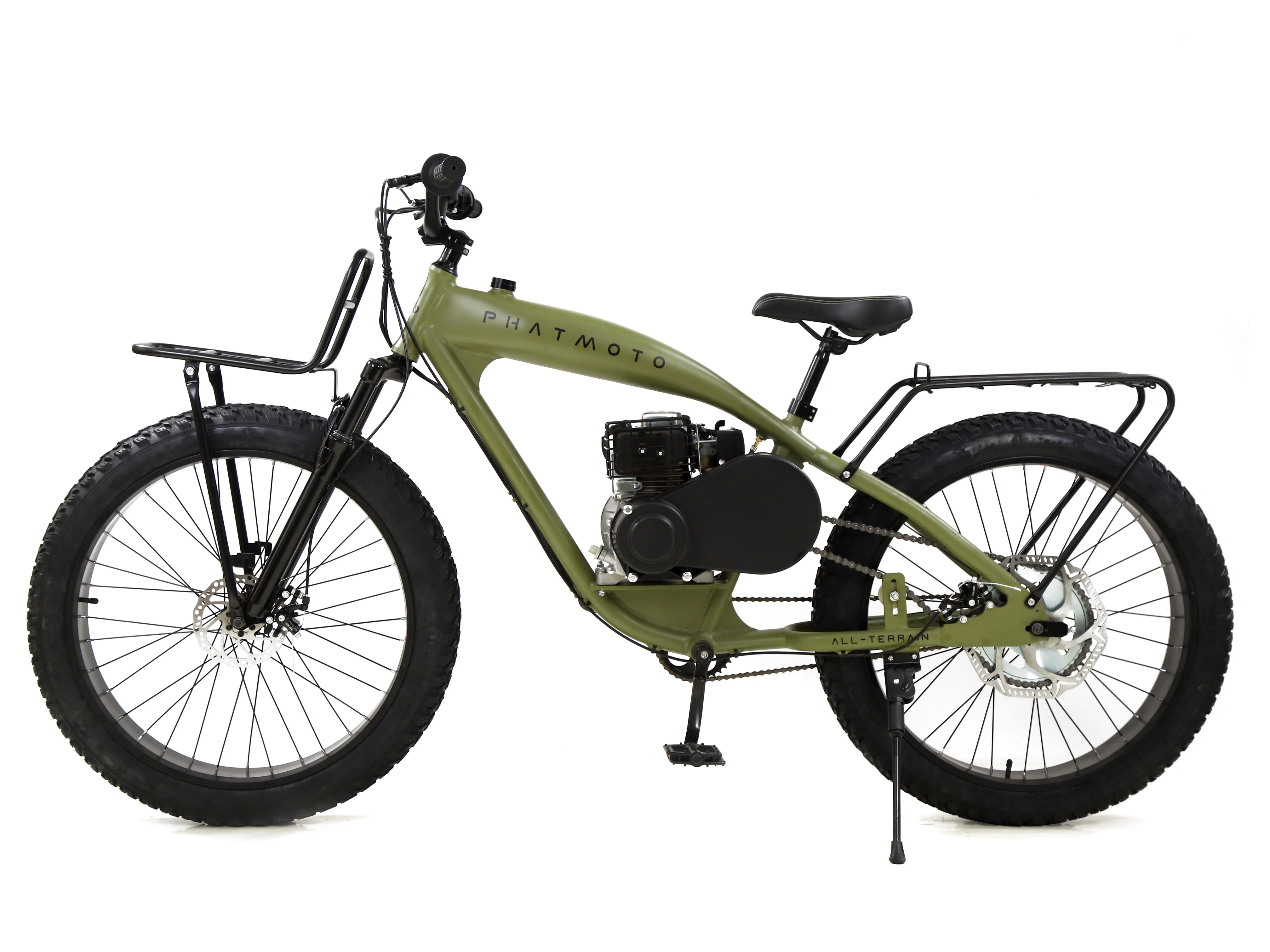 PHATMOTO™ ALL TERRAIN Fat Tire 2021 - 79cc Motorized Bicycle with Hilliard Clutch (Matte Army Green) - Image 4