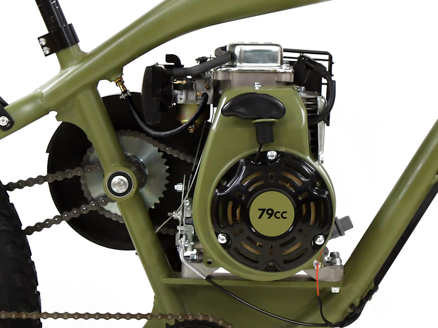 PHATMOTO™ ALL TERRAIN Fat Tire 2021 - 79cc Motorized Bicycle with Hilliard Clutch (Matte Army Green) - Image 5